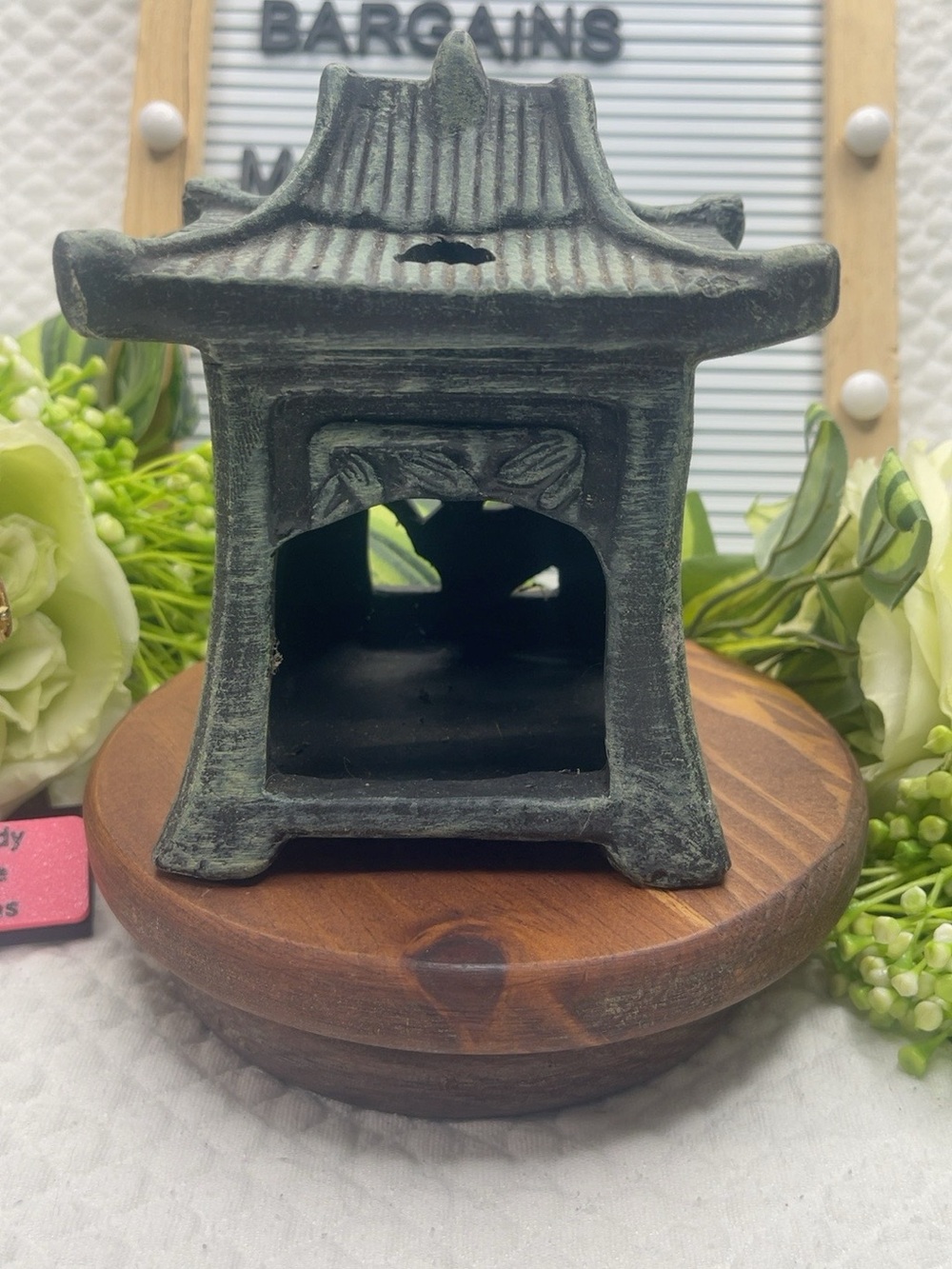 Antique-Style Green Ceramic Pagoda Accent Lantern - Home Accents